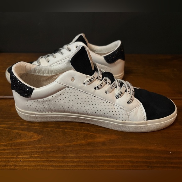 Vintage Havana Women's Gadol Sneakers White with Black Glitter and Suede - Picture 3 of 11